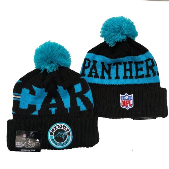 NWT Carolina Panthers‎ Sports Knit Pom Beanie Fleece Lining OSFA Unisex - Picture 1 of 6